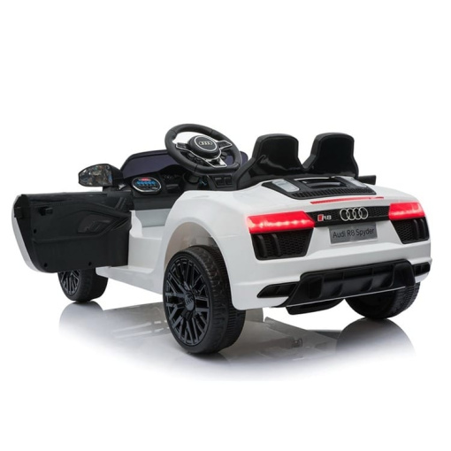 12v White audi r8 spyder ride on car with opening doors