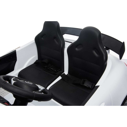 12v 2 Seater Mercedes GT R AMG Electric RIde on Car in white with seat belts