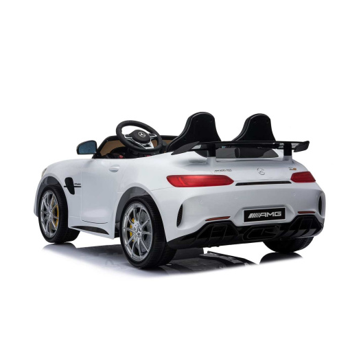 12v 2 Seater Mercedes GT R AMG Electric RIde on Car in white with 2 seats