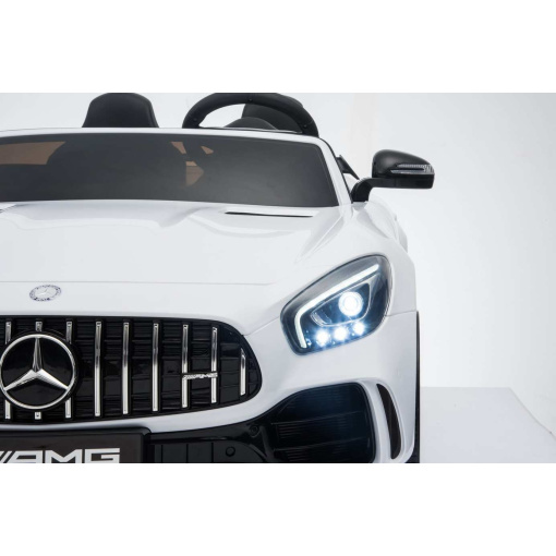 12v 2 Seater Mercedes GT R AMG Electric RIde on Car in white with wing mirrors