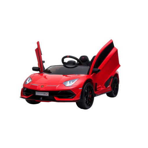 12v Ride On Electric Red Lamborghini Aventador SVJ Car with Parental Remote Control +Leather Seat & Rubber Wheels-1503