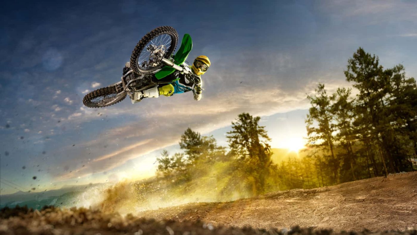 Dirt bike in motion