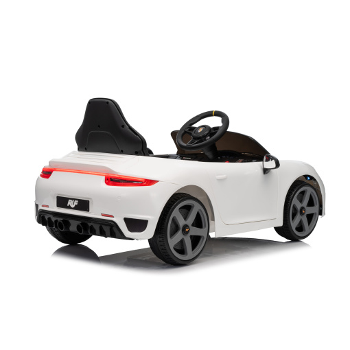 Kids 12v Porsche Ride-On: Red & White Electric Toy