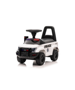 Kids' ride-on police car, foot powered, white