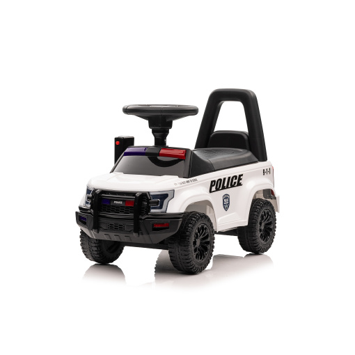 Kids' ride-on police car, foot powered, white