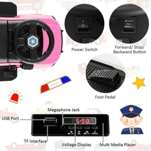 Girls Pink Police Car