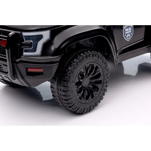 Kids' ride-on police car, foot powered, black