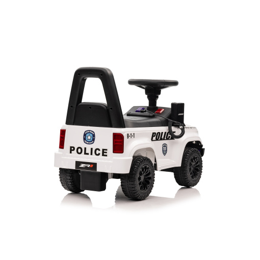 Durable foot-to-floor police car for boys and girls, white
