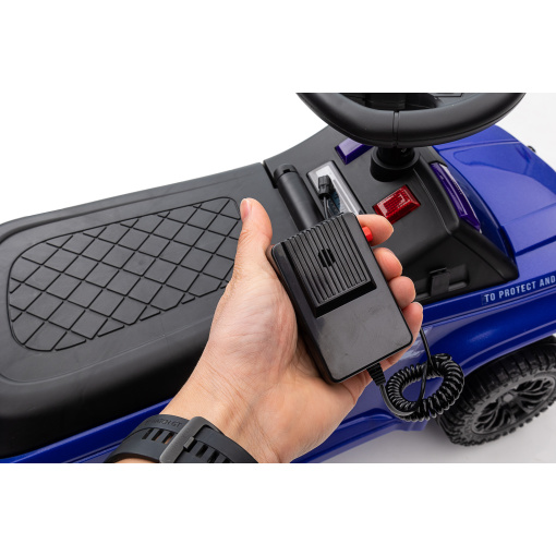 Collection of foot-to-floor police cars for toddlers: blue, pink, white, black